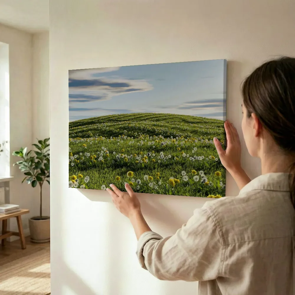 Sfeerimpressie: Heuvel vol paardenbloemen terwijl het wordt opgehangen