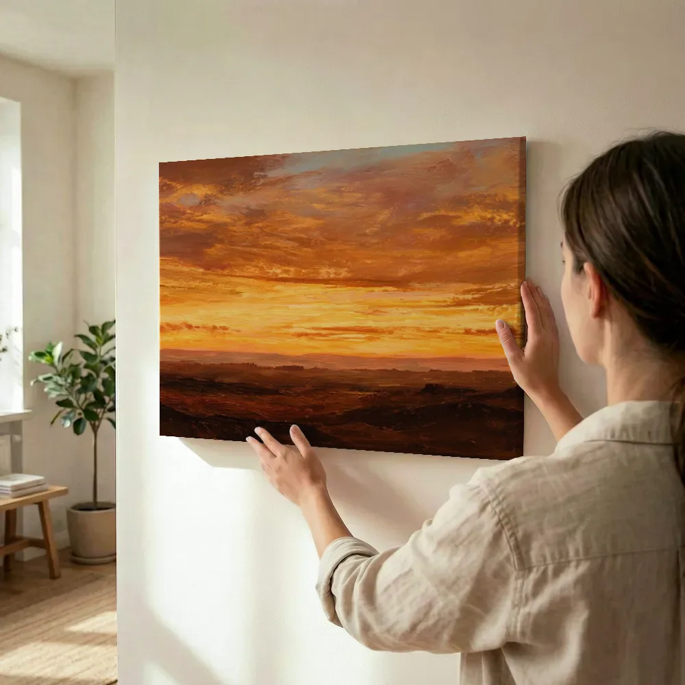 Sfeerimpressie: Heuvellandschap bij zonsondergang terwijl het wordt opgehangen