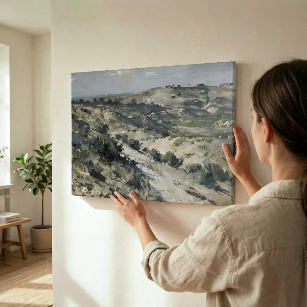 Sfeerimpressie: Heuvellandschap bij zonsopgang terwijl het wordt opgehangen
