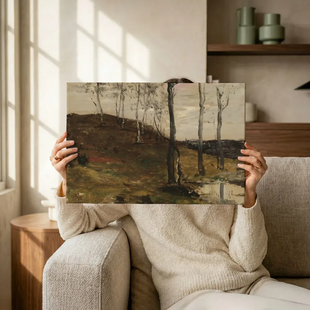Sfeerimpressie: Heuvelhelling met bomen van William Morris terwijl het omhoog wordt gehouden