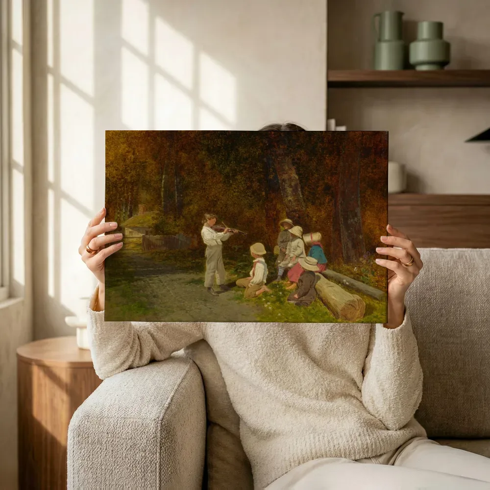 Sfeerimpressie: His First Appearance in Public van Charles Caleb Ward terwijl het omhoog wordt gehouden