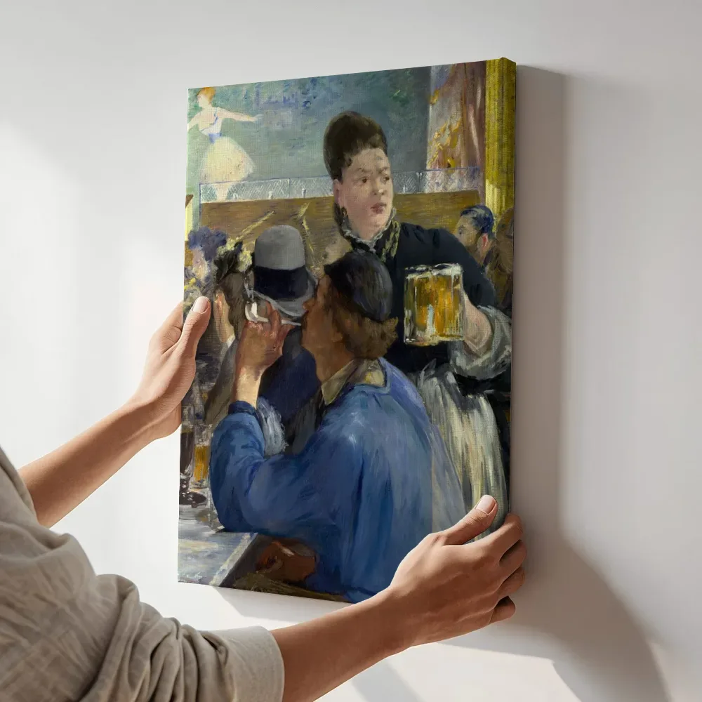 Sfeerimpressie: Hoek van een Concert-Café van Édouard Manet terwijl het aan de muur wordt gehangen