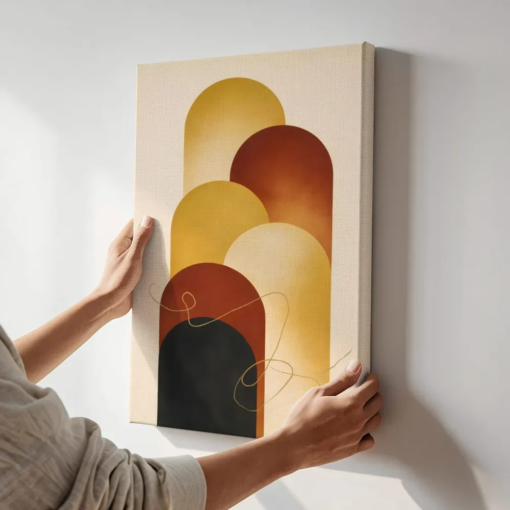 Sfeerimpressie: Hoge bogen Retro Shapes 3 terwijl het aan de muur wordt gehangen
