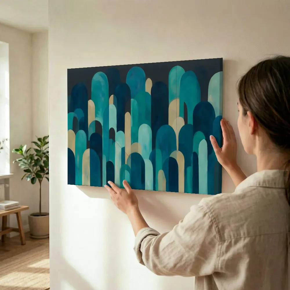 Sfeerimpressie: Hoge bogen Retro Shapes in zeeblauw terwijl het wordt opgehangen