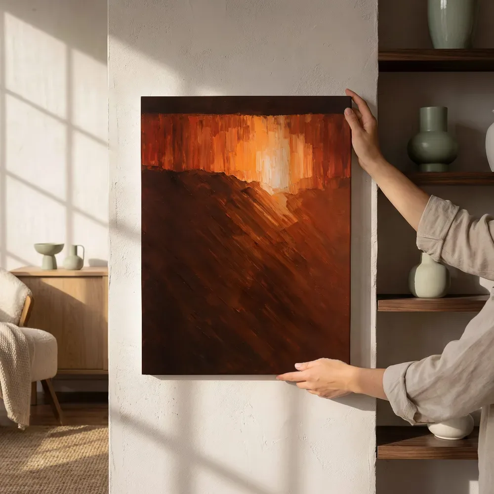 Sfeerimpressie: Hoge horizon paletmes, terracotta naast de kast