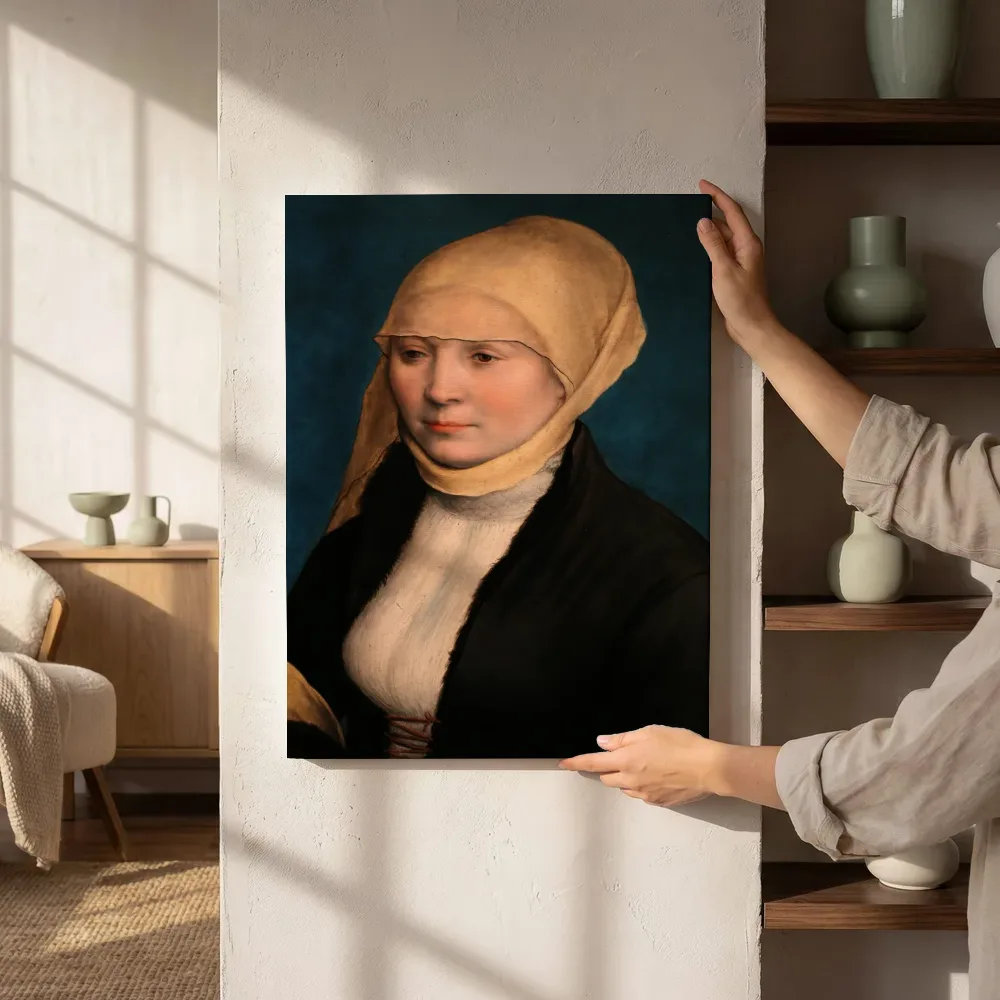 Sfeerimpressie: Holbein il giovane, ritratto di donna della germania meridionale, 1520 25 ca. 02 van Hans Holbein de Jonge naast de kast