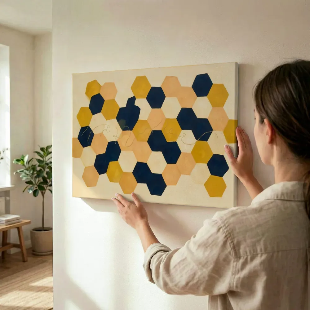 Sfeerimpressie: Honingraat Geometric Earth 13 terwijl het wordt opgehangen
