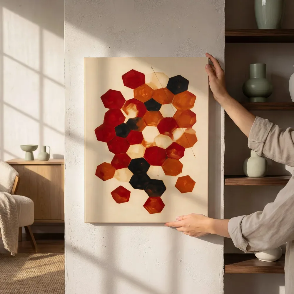 Sfeerimpressie: Honingraat Geometric Earth 6 naast de kast