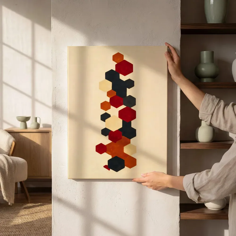 Sfeerimpressie: Honingraat Geometric Earth 9 naast de kast