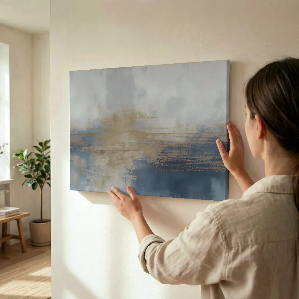 Sfeerimpressie: Horizon in goud en marineblauw terwijl het wordt opgehangen