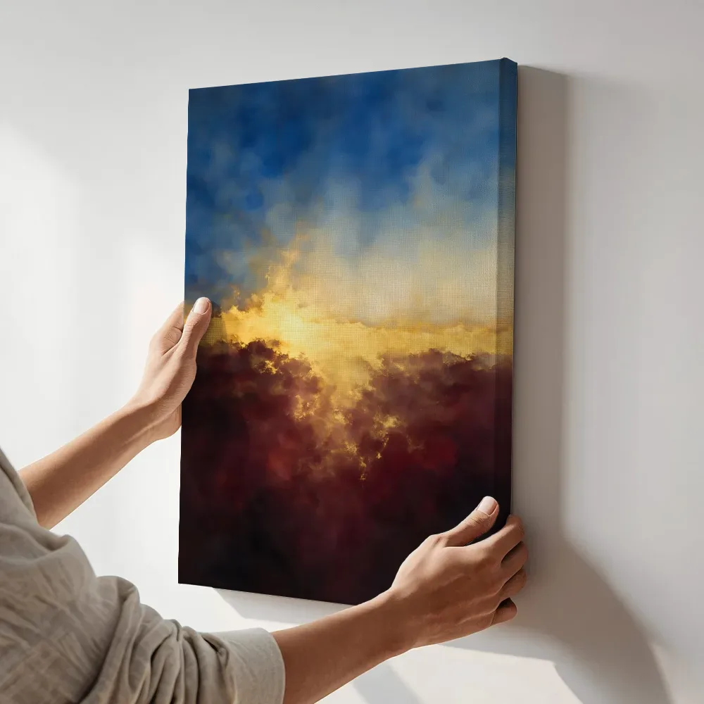 Sfeerimpressie: Horizon in diep royal blauw terwijl het aan de muur wordt gehangen