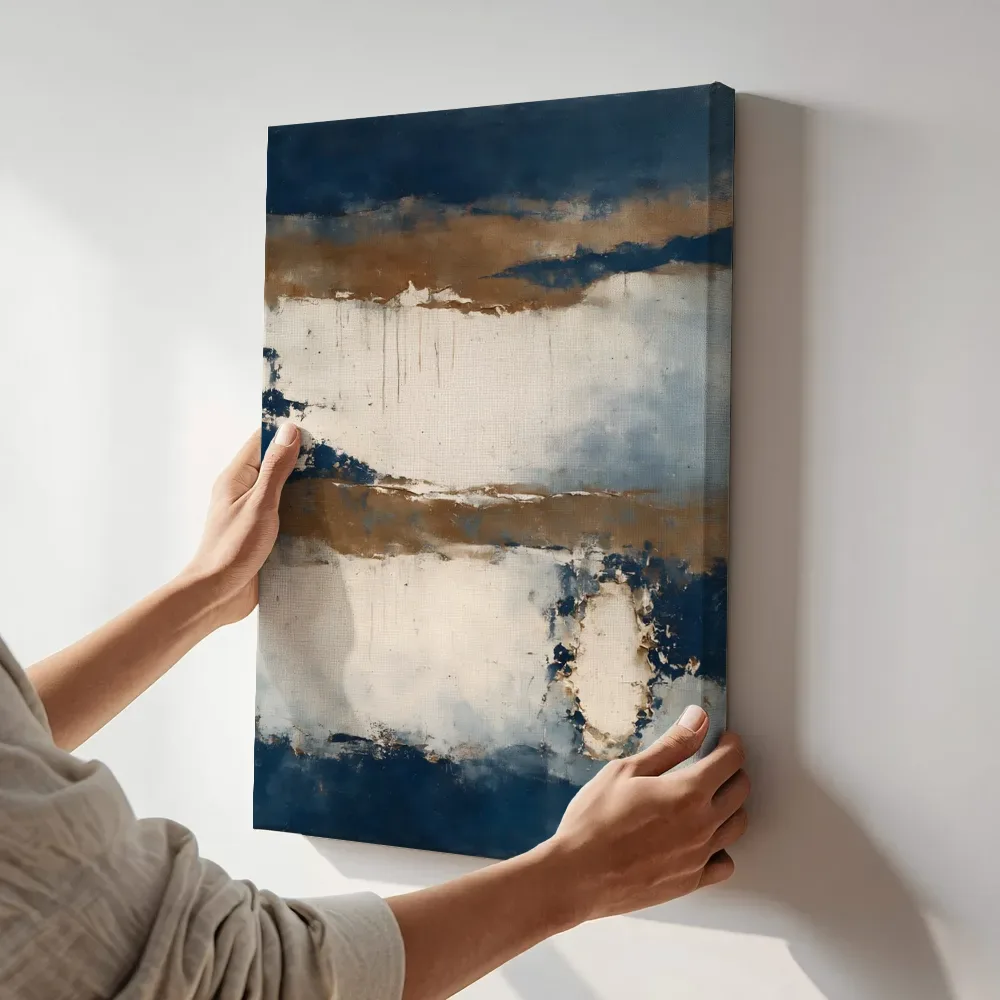 Sfeerimpressie: Horizontale banden terwijl het aan de muur wordt gehangen