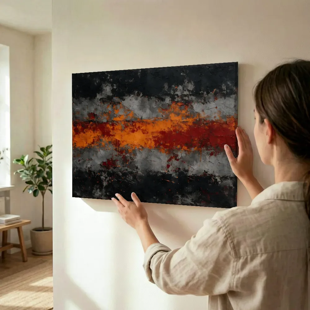 Sfeerimpressie: Horizontale Lagen Meswerk in Vulkanisch terwijl het wordt opgehangen