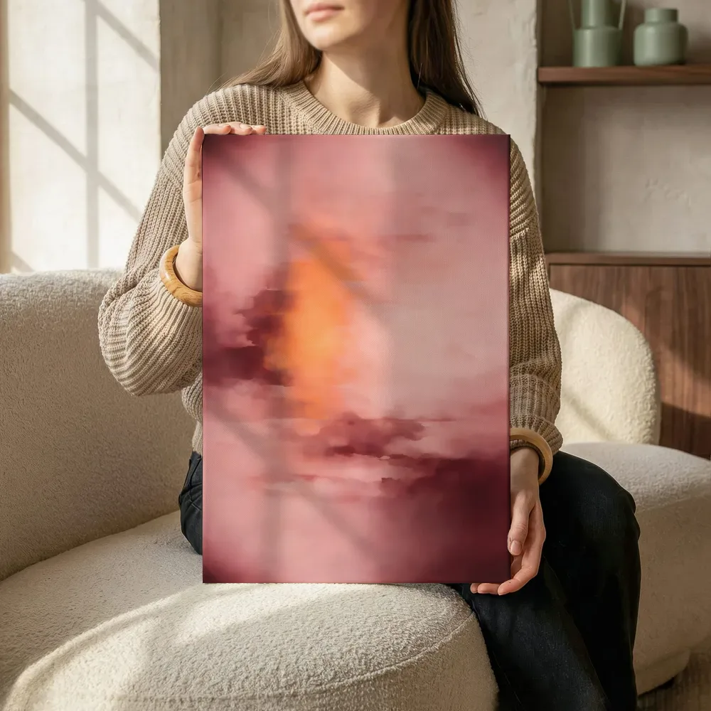 Sfeerimpressie: Horizontale Lagen Nevel in Blush en Bourgondie terwijl het zittend wordt getoond