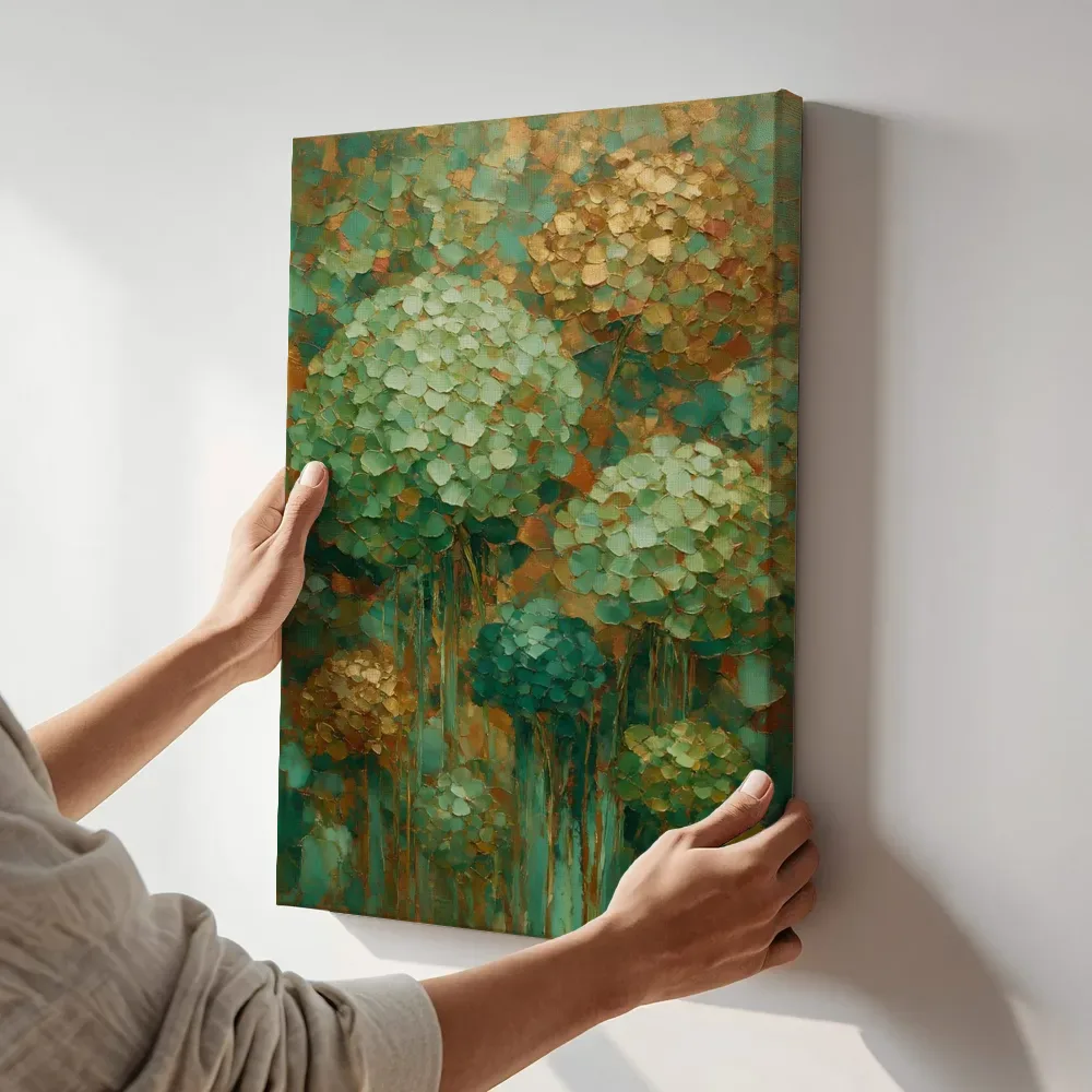 Sfeerimpressie: Hortensia in mint terwijl het aan de muur wordt gehangen