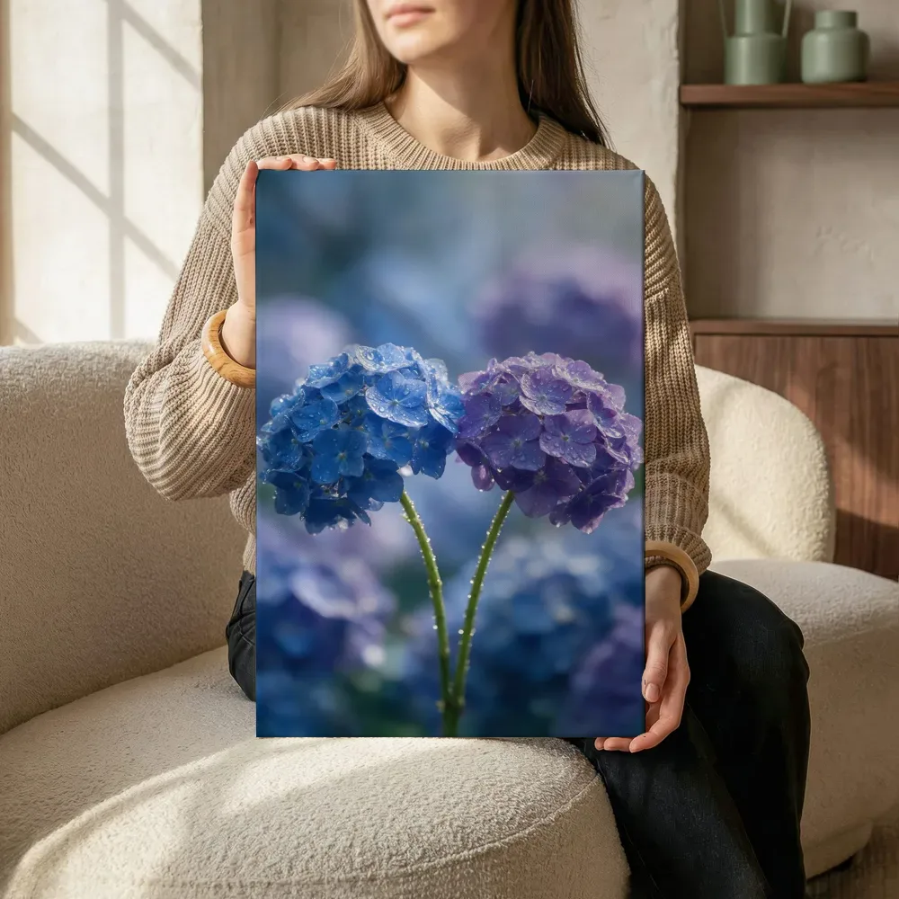 Sfeerimpressie: Hortensia in na de regen 2 terwijl het zittend wordt getoond
