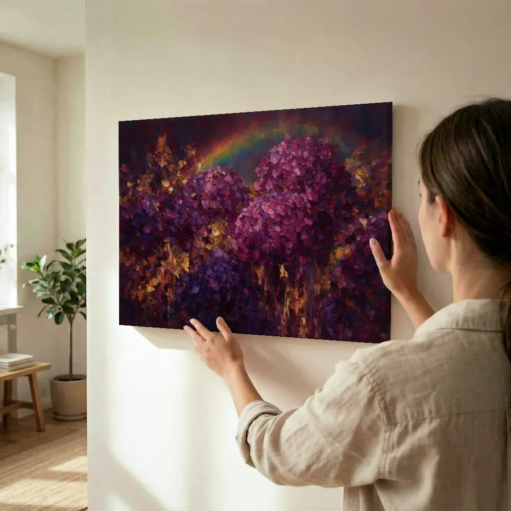 Sfeerimpressie: Hortensia in violet terwijl het wordt opgehangen