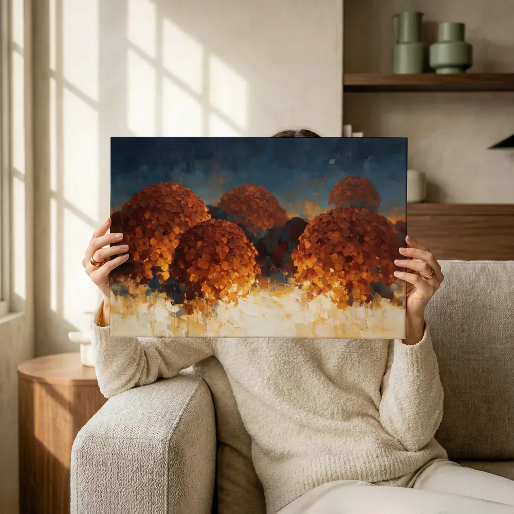 Sfeerimpressie: Hortensia tegen de lucht in roest terwijl het omhoog wordt gehouden