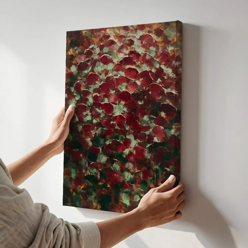 Sfeerimpressie: Hortensia van dichtbij in wijnmint terwijl het aan de muur wordt gehangen