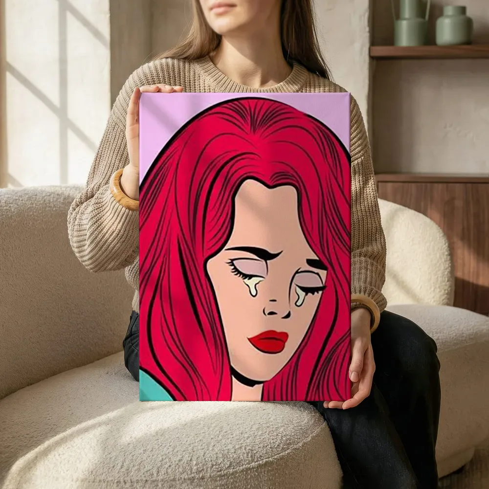 Sfeerimpressie: Huilende diva in pop art stijl terwijl het zittend wordt getoond