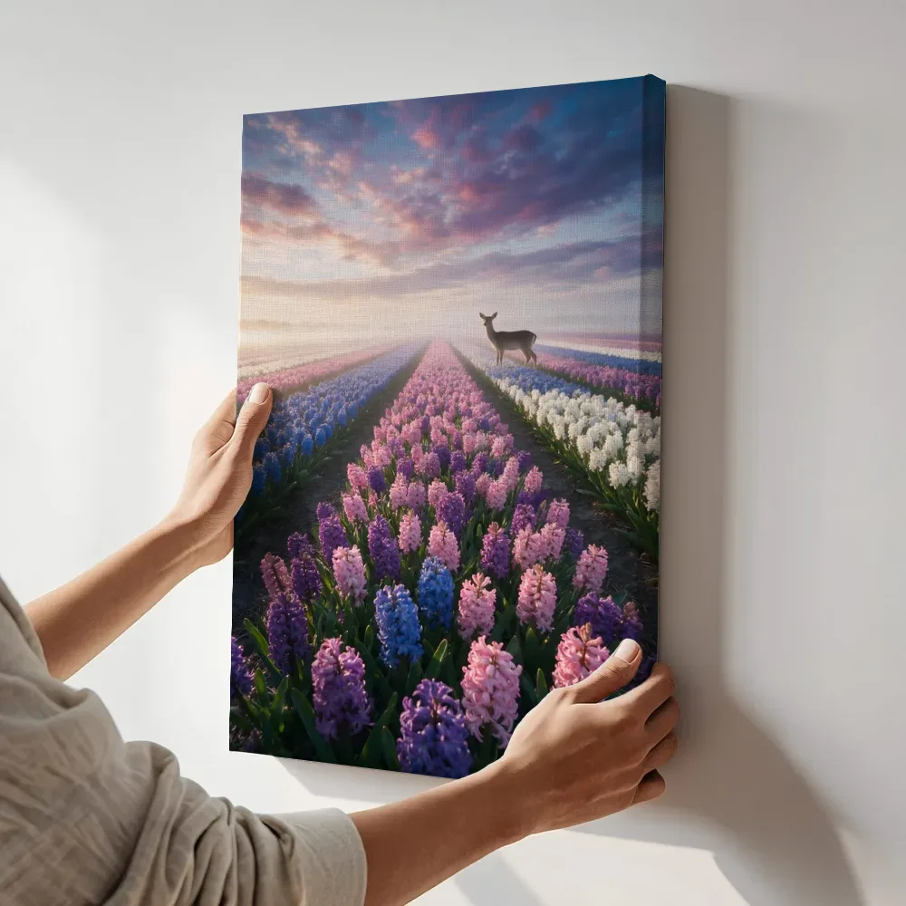 Sfeerimpressie: Hyacint bij de ochtendmist 7 terwijl het aan de muur wordt gehangen