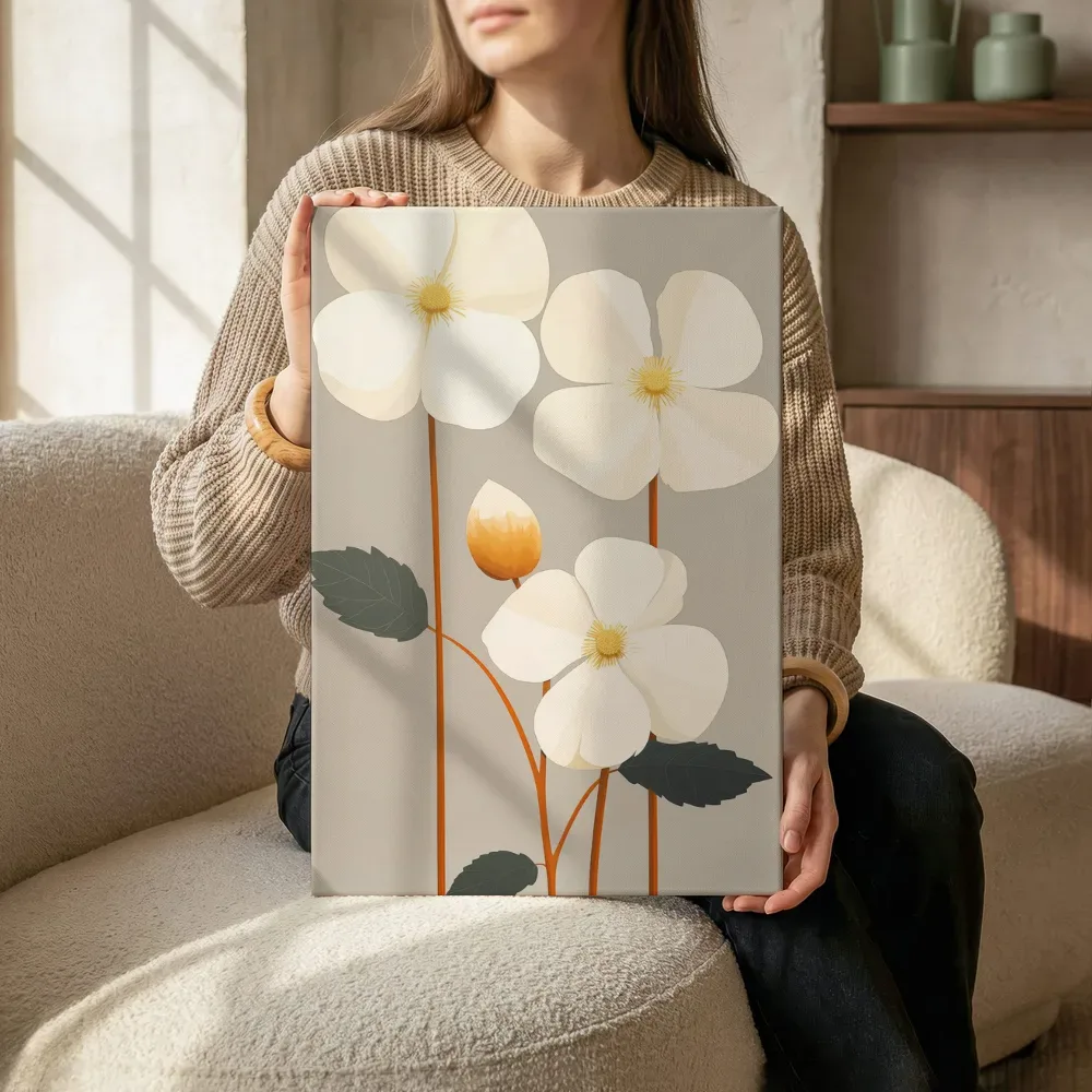 Sfeerimpressie: Illustratie crèmekleurige bloemen terwijl het zittend wordt getoond