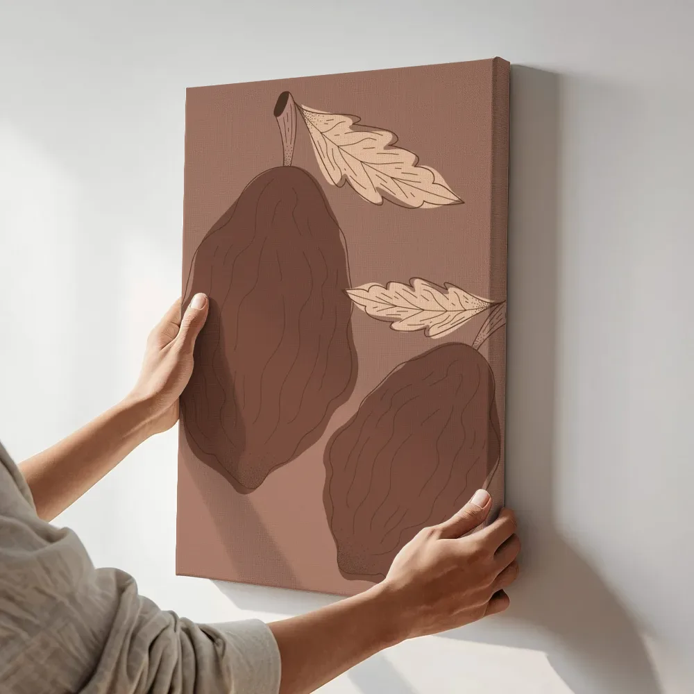 Sfeerimpressie: Illustratie van rijpe vijgen terwijl het aan de muur wordt gehangen