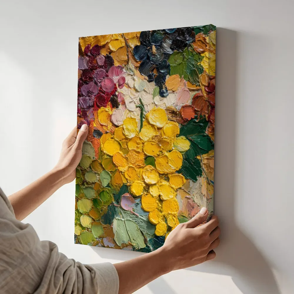 Sfeerimpressie: Impasto druiven en bessen terwijl het aan de muur wordt gehangen