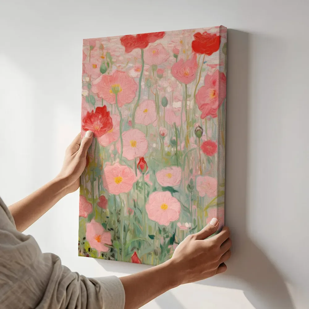Sfeerimpressie: Veld vol klaprozen terwijl het aan de muur wordt gehangen