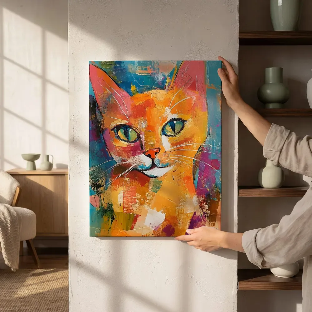 Sfeerimpressie: Impressionistische oranje kat naast de kast