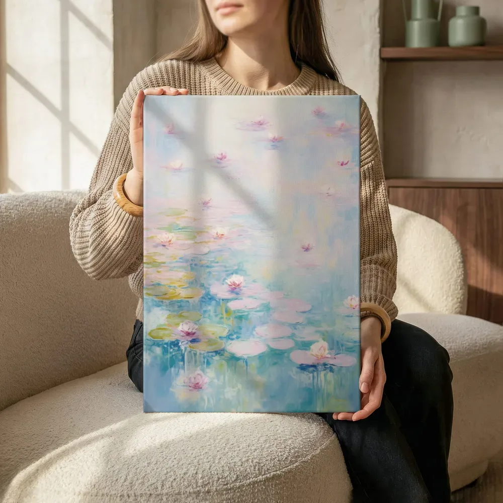 Sfeerimpressie: Pastel waterlelies terwijl het zittend wordt getoond
