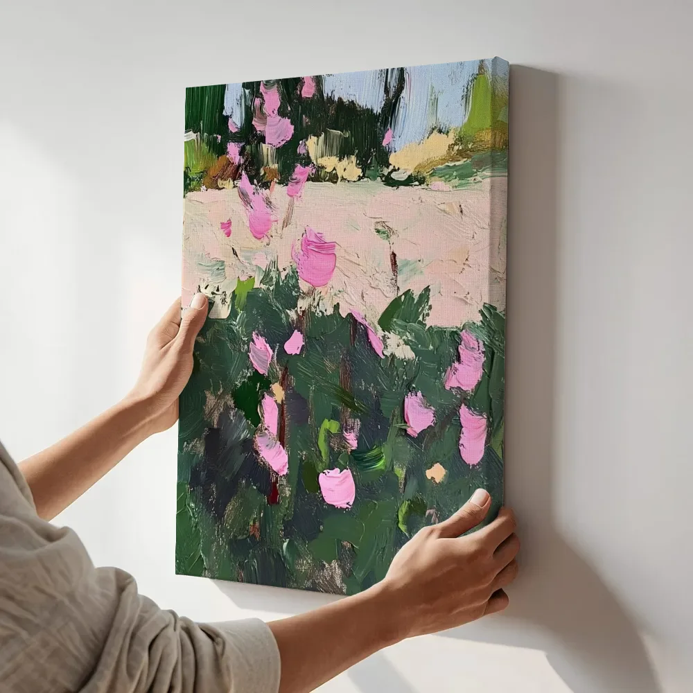 Sfeerimpressie: Impressionistische rozentuin terwijl het aan de muur wordt gehangen