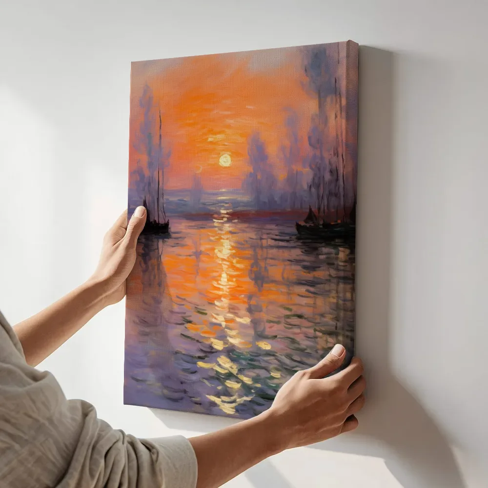 Sfeerimpressie: Zonsopkomst boven de haven terwijl het aan de muur wordt gehangen