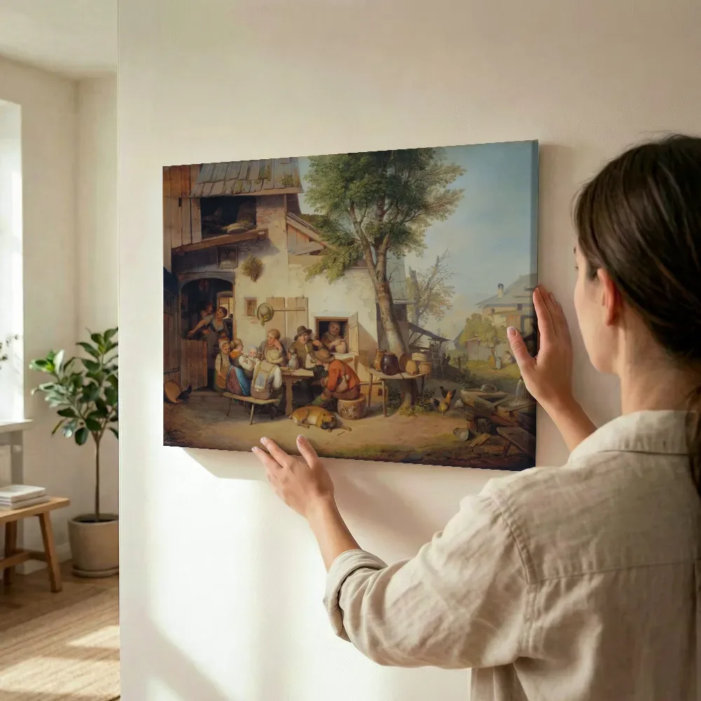 Sfeerimpressie: Voor de dorpsherberg van Ignaz Raffalt terwijl het wordt opgehangen