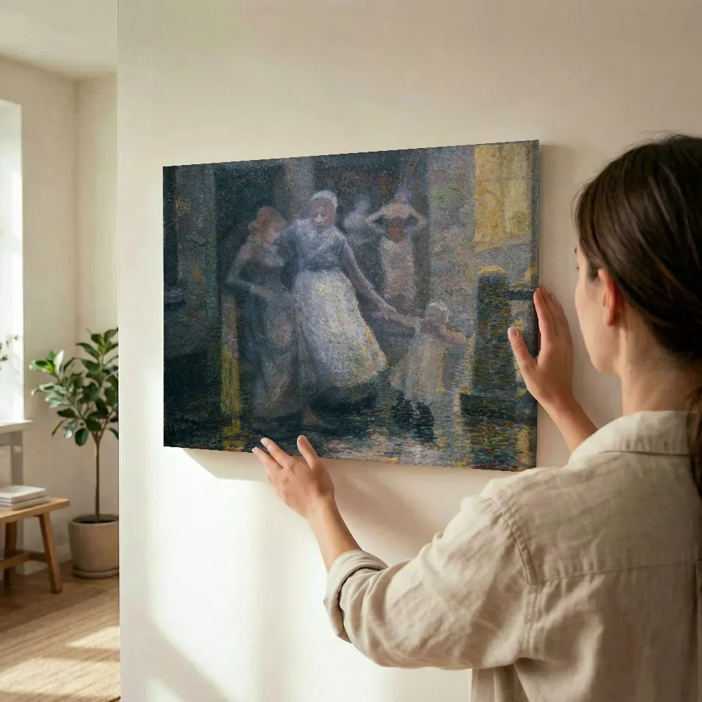 Sfeerimpressie: In de Nes van Jan Toorop terwijl het wordt opgehangen