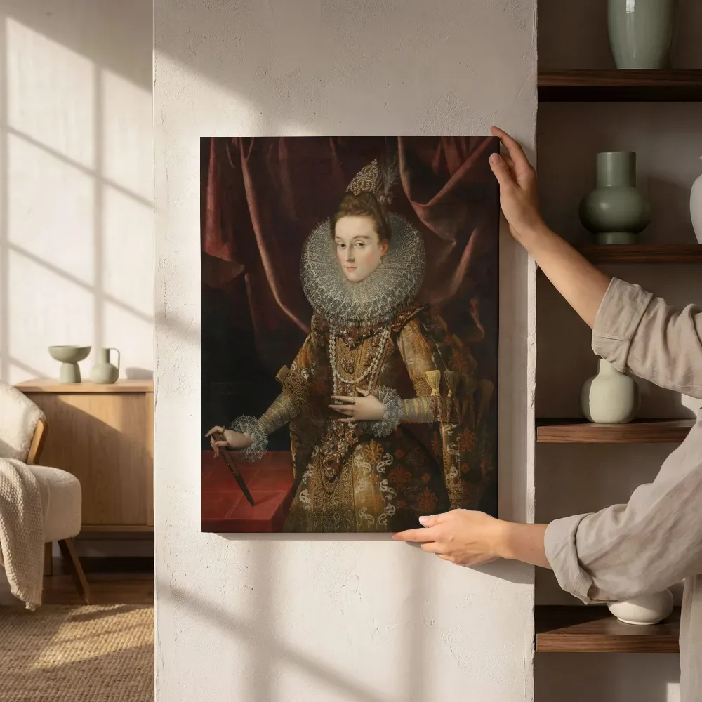 Sfeerimpressie: Infanta Isabella Clara Eugenia van Spanje van Juan Pantoja de la Cruz naast de kast