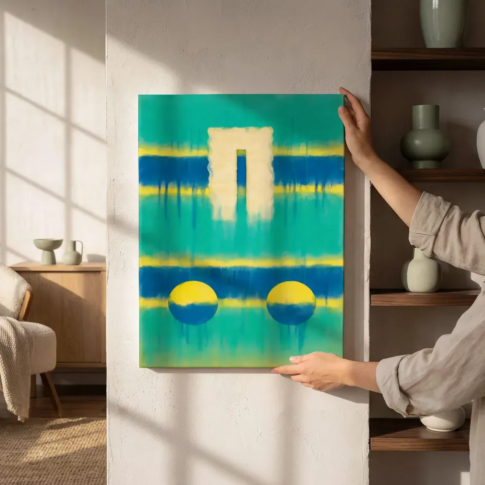 Sfeerimpressie: Ingezogen banen in het midden in vol turquoise naast de kast