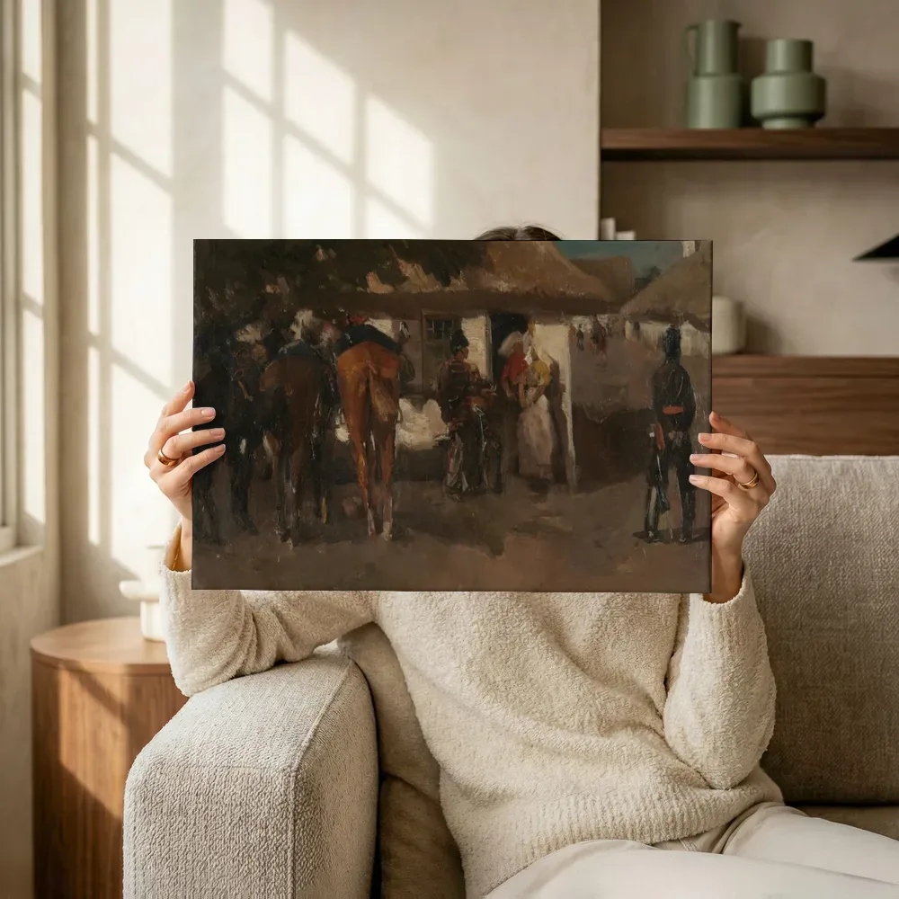 Sfeerimpressie: Inkwartiering van George Hendrik Breitner terwijl het omhoog wordt gehouden