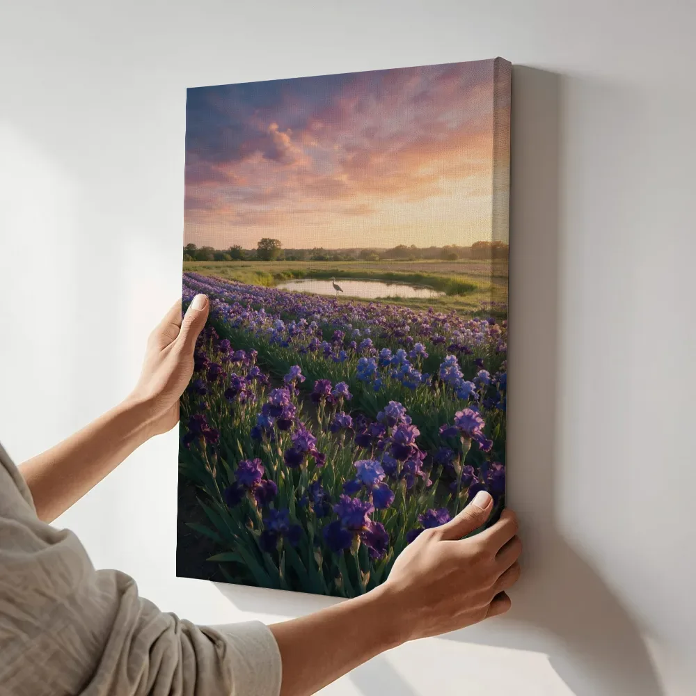 Sfeerimpressie: Iris bij het gouden uur 2 terwijl het aan de muur wordt gehangen