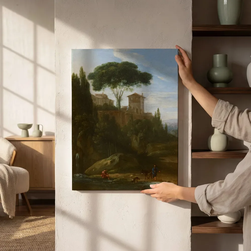 Sfeerimpressie: Italianiserend landschap met gebouwen van Jan Willemsz Lapp naast de kast