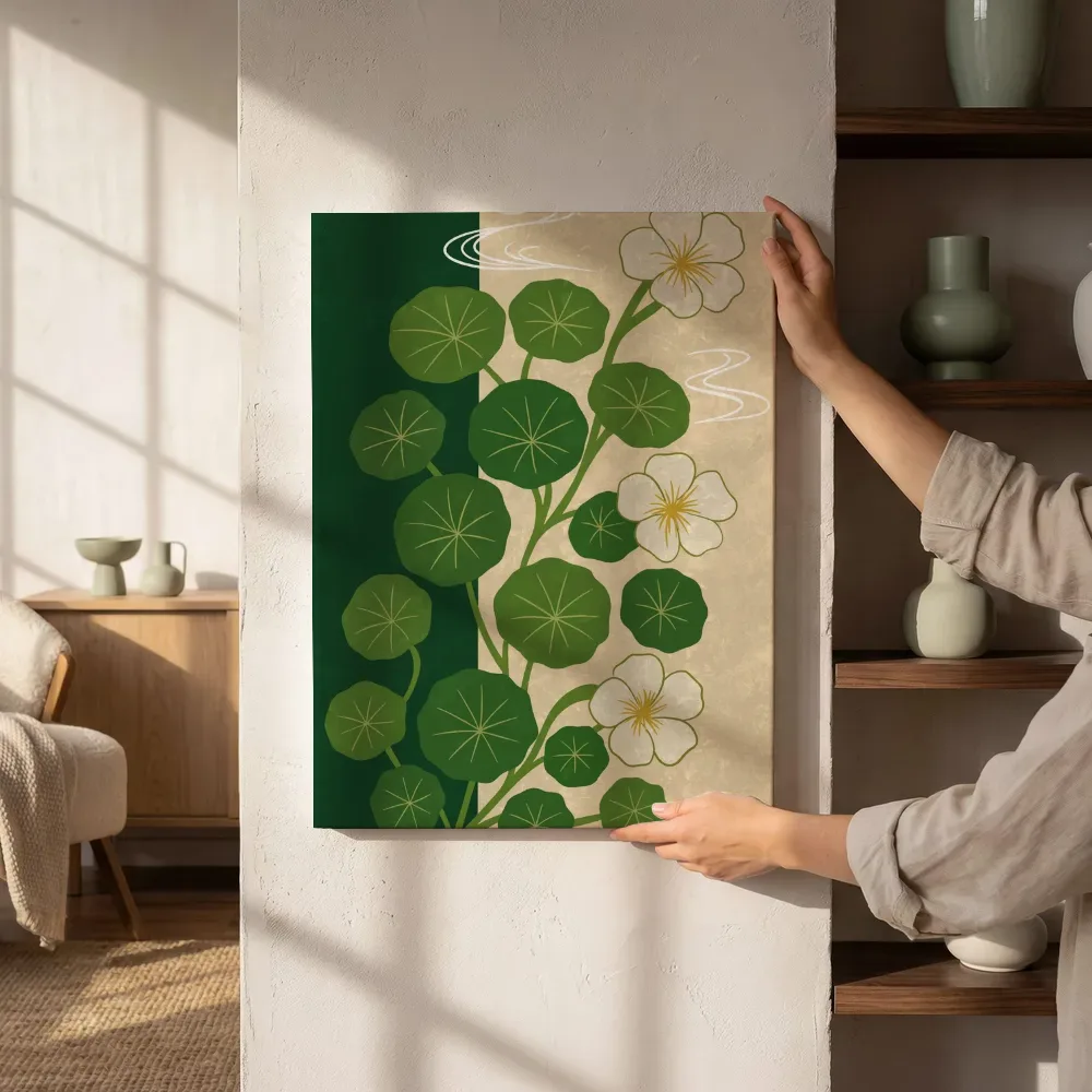 Sfeerimpressie: Japans geïnspireerd botanisch patroon naast de kast