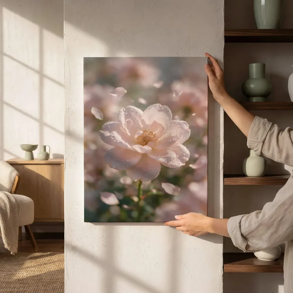 Sfeerimpressie: Japanse Sierkers in de dauw, bleekroze 6 naast de kast