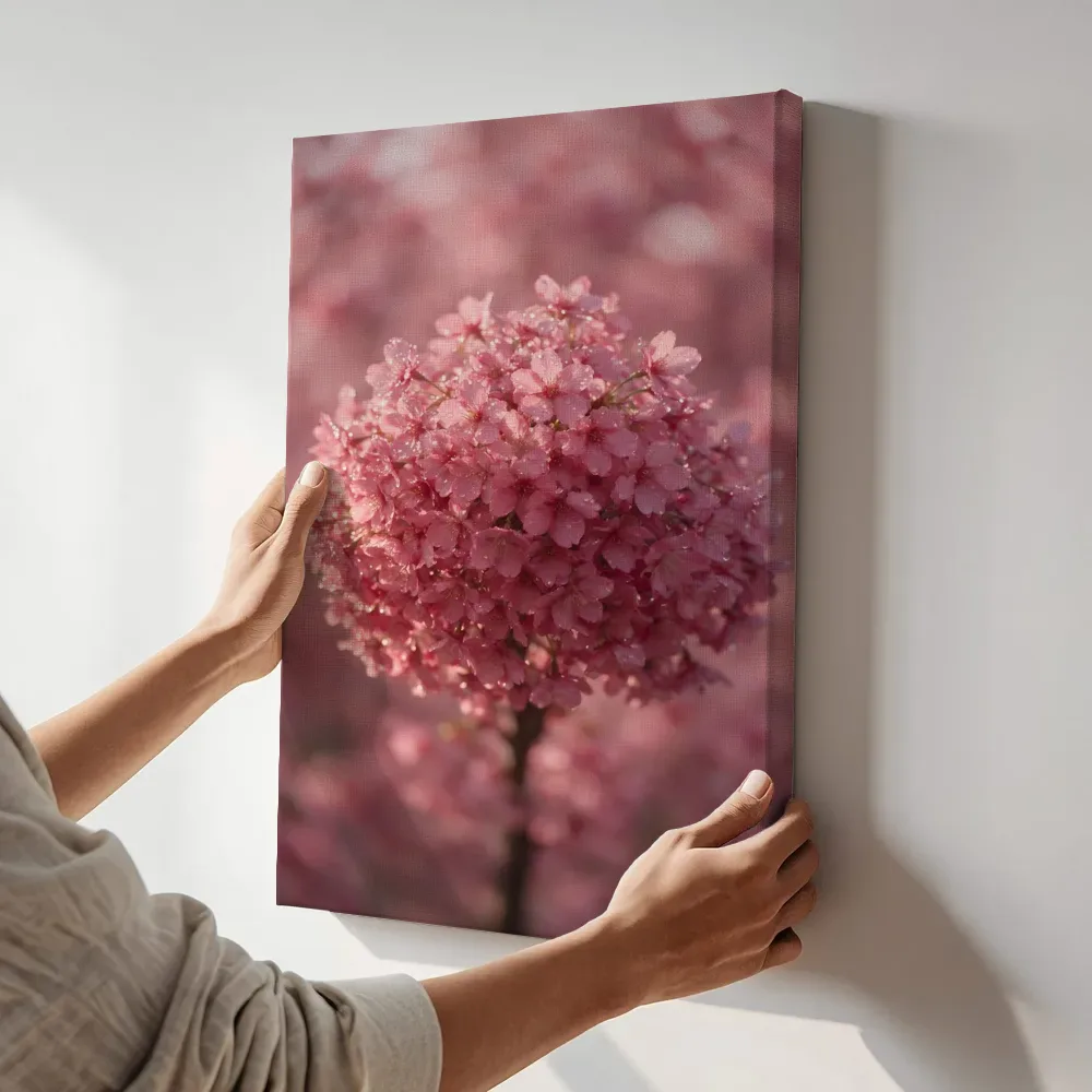 Sfeerimpressie: Japanse Sierkers in de dauw, dieproze 5 terwijl het aan de muur wordt gehangen