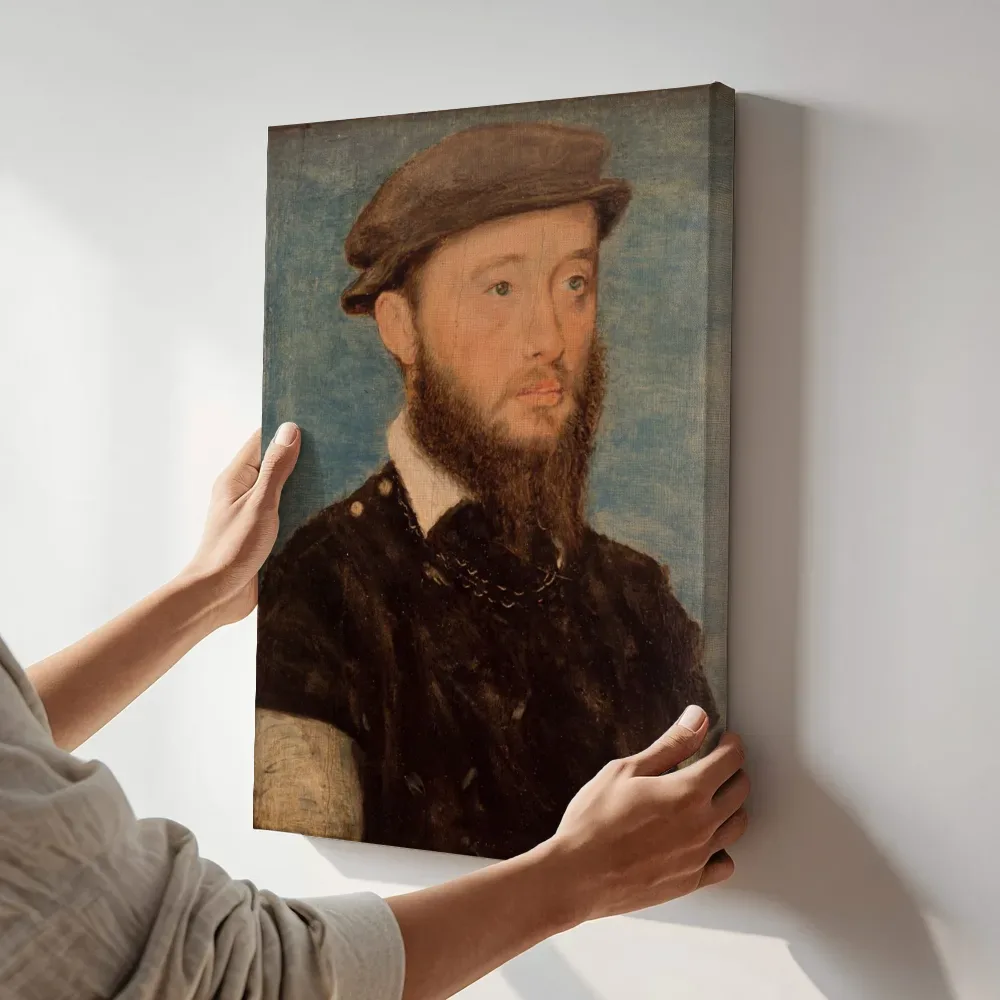 Sfeerimpressie: Jean de Bourbon-Vendôme van Corneille de Lyon terwijl het aan de muur wordt gehangen