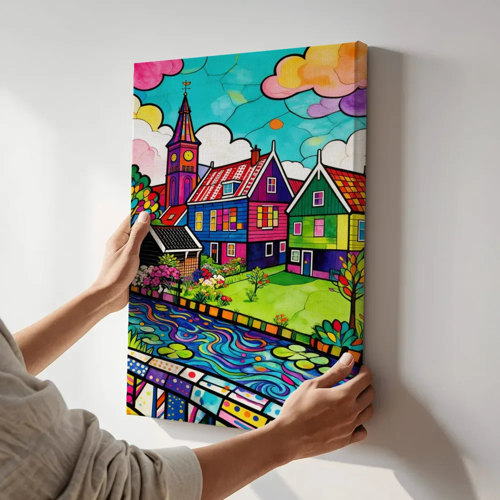 Sfeerimpressie: Kaapstad, Bo-Kaap in bonte kleuren terwijl het aan de muur wordt gehangen