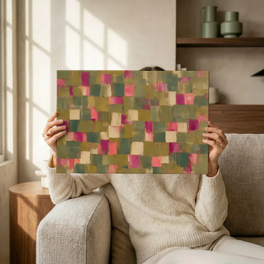 Sfeerimpressie: Kaki en fuchsia als een muur van stenen terwijl het omhoog wordt gehouden