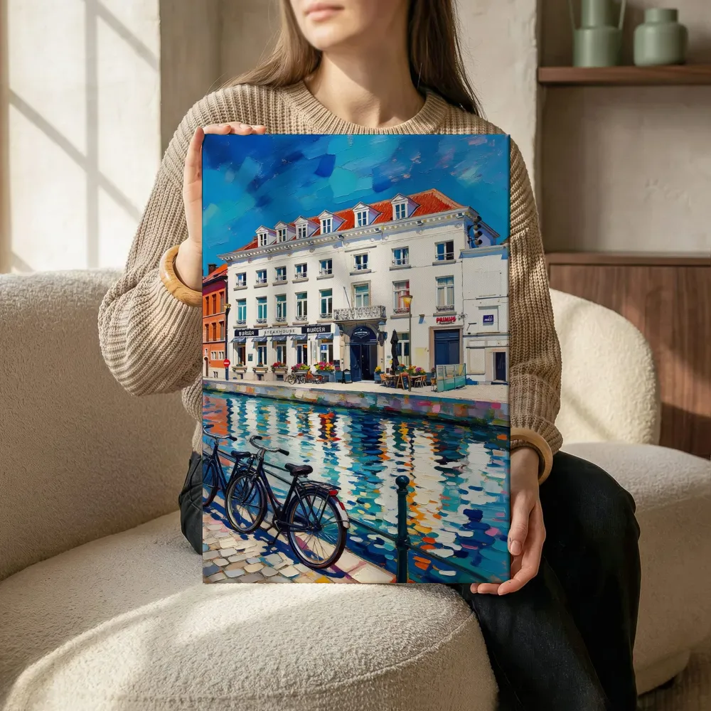 Sfeerimpressie: Kampen, IJssel in kleurrijk modern terwijl het zittend wordt getoond