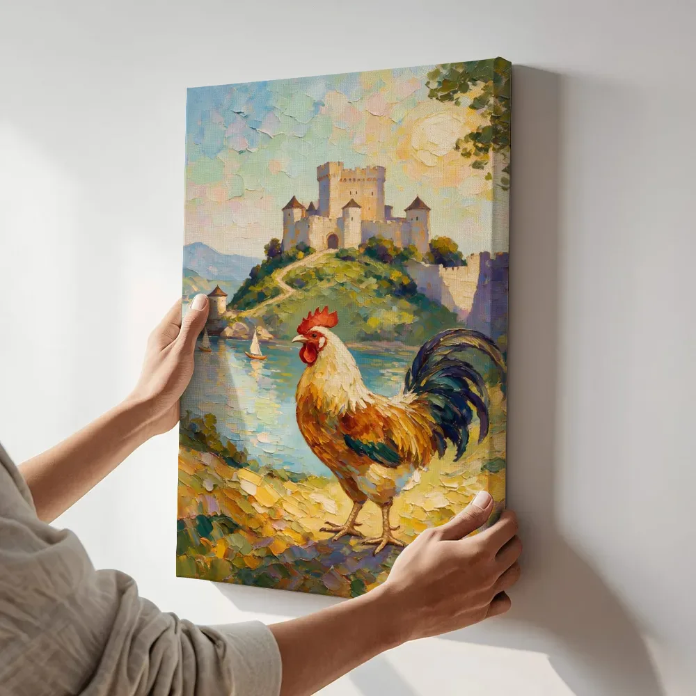 Sfeerimpressie: Kasteel helder in het volle beeld tegen een muur in de schaduw terwijl het zittend wordt getoond
