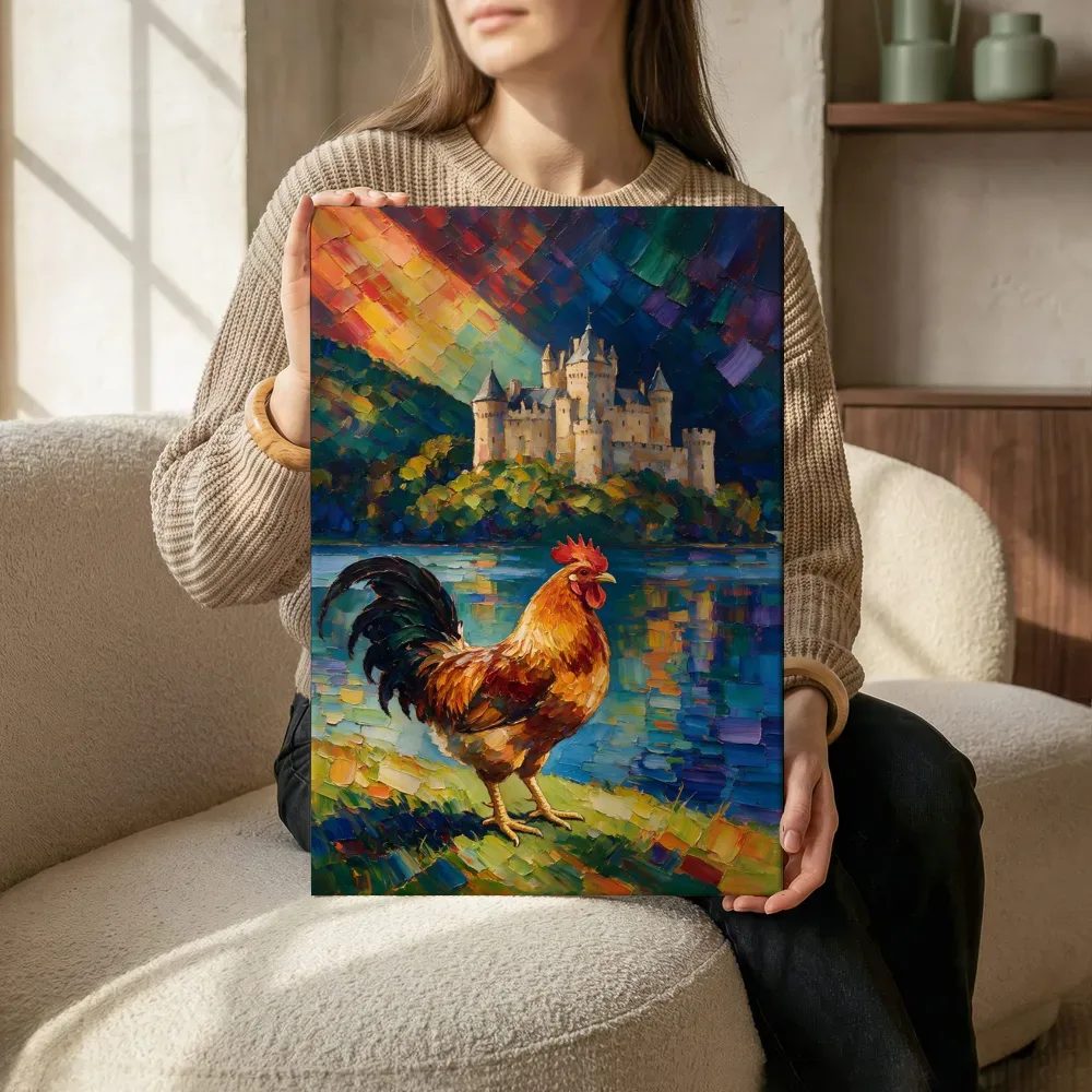 Sfeerimpressie: Kasteel warm in het volle beeld tegen een muur in de schaduw terwijl het aan de muur wordt gehangen