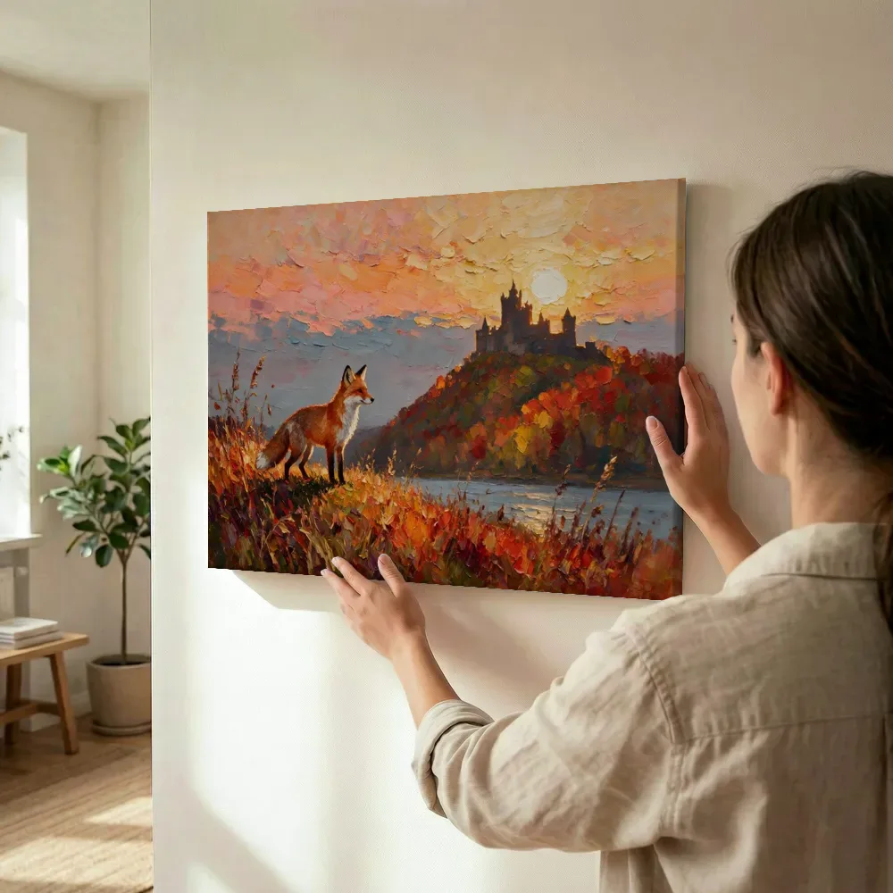 Sfeerimpressie: Kasteel in warm tegenlicht tussen de grassen terwijl het omhoog wordt gehouden